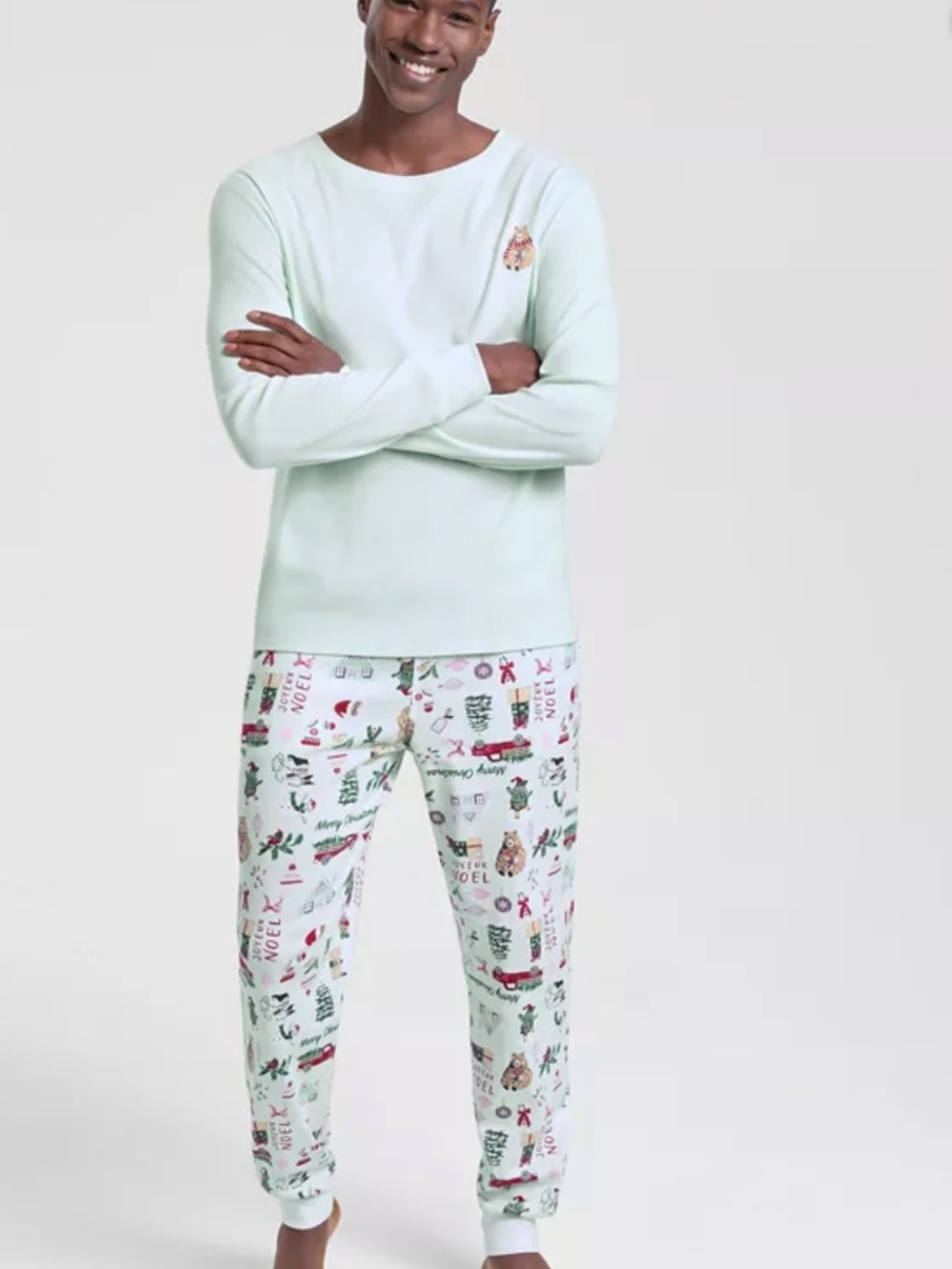 Holiday Lane Men's Winter Holiday Cotton Pajama Set